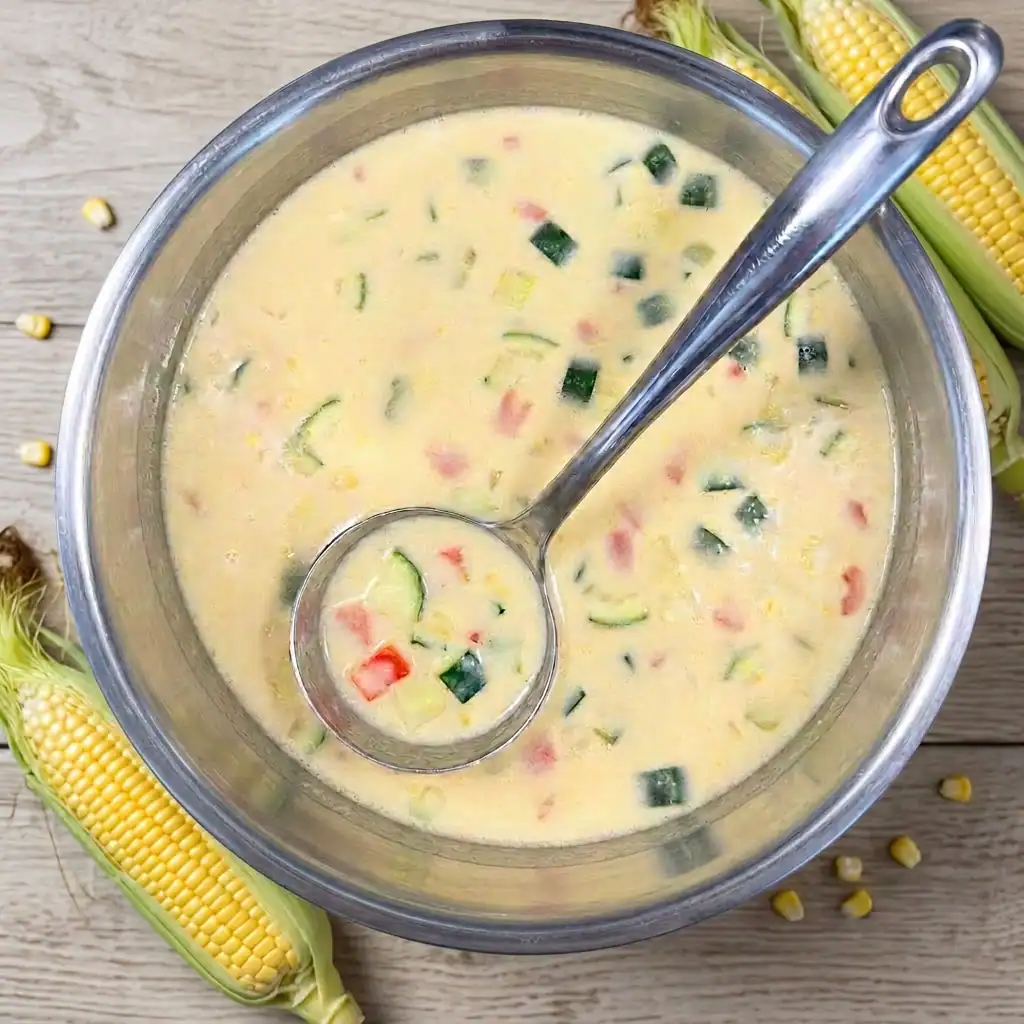 Sweet Corn Chowder Made with Fresh Corn on the Cob